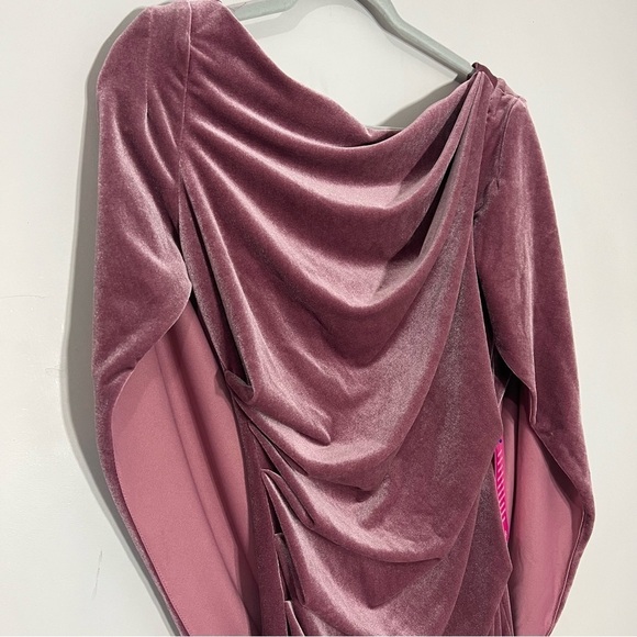 Betsy & Adam mauve pink velvet dress & cape cocktail MOB formal evening size 6 - Picture 8 of 13